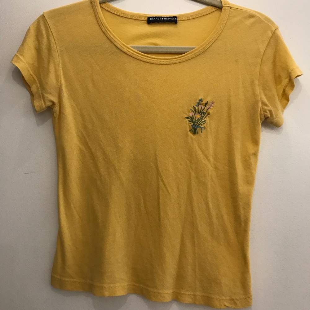 Yellow flower embroidered top